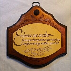 VTG Wooden Sign ~Wall Plaque~ Marriage Message~Love~‎ 70's~GUC